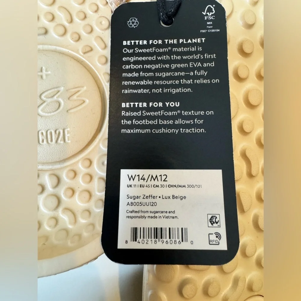 Allbirds Sugar Zeffer Flip Flops in Lux Beige size 12